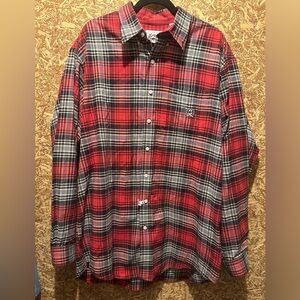 Cinch Men’s Red/Black Plaid Button‎ Up Long Sleeve Size L